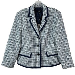 Talbots Blue Tweed Blazer Jacket Preppy Academia Size 12P New Without Tags